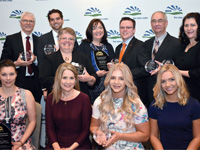 Top: Roger D. Wells, PA-C, Jacob Thatcher, Cella Janisch-Hartline, Teryl Eisinger, K. Bryant Smalley, PhD, PsyD, Kent Hoerauf, MD, CMD, FACP, Michelle Mills. Bottom: Nicole Geary, friends and family of Rhonda Kay Skelton. Not pictured: Grant Gase